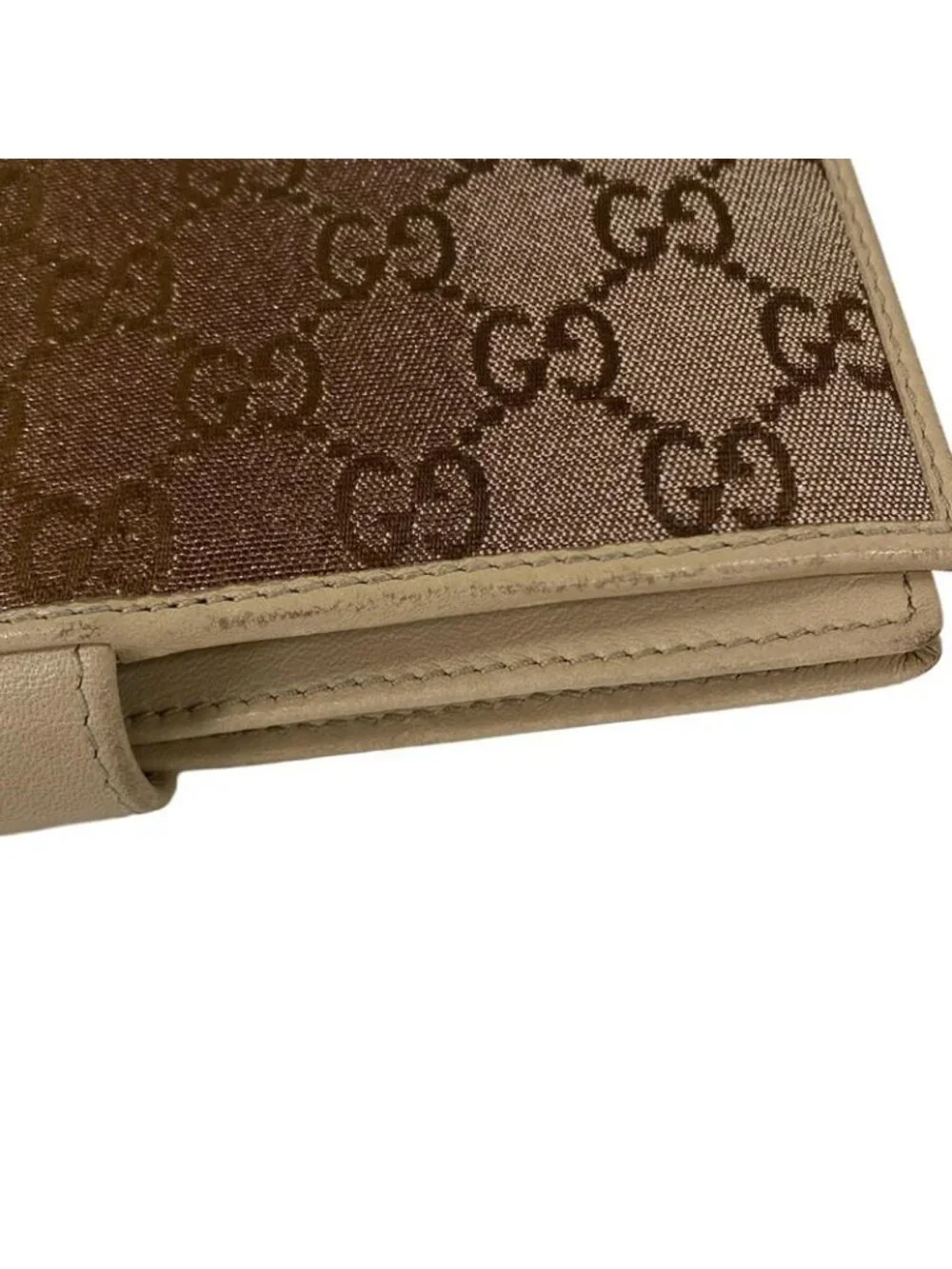 ★SOLD★ Gucci Billfold GG Pattern Interlocking Dark Brown Pink Beige Lame Leather - Picture 11 of 12